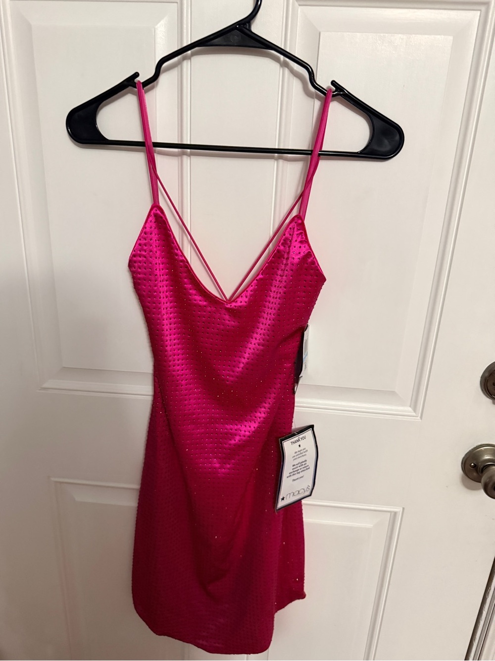 City Studio Hot Pink Sequin Spaghetti Strap Dress